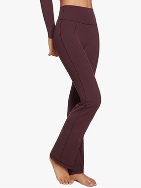 High-Waist Bootcut Active Pants in Deep Plum